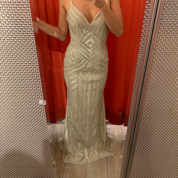 Beaded metallic gown